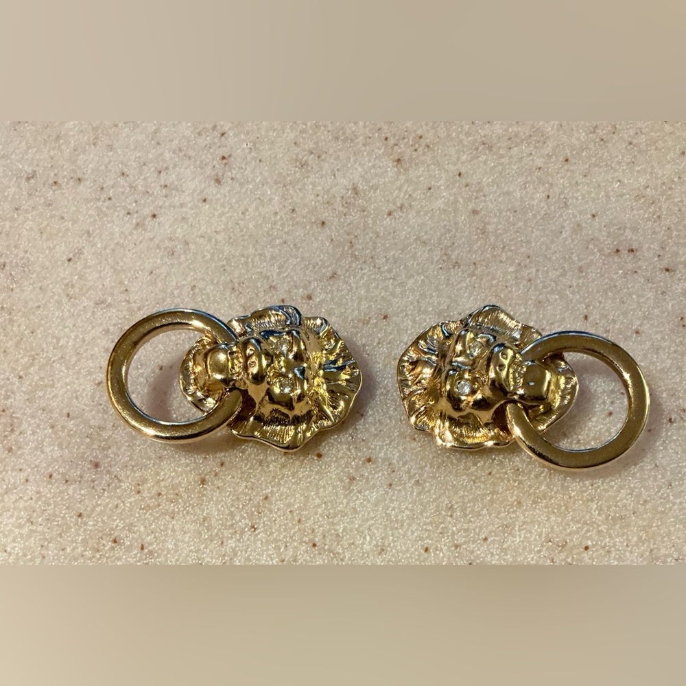 Gold Lion Head Earrings